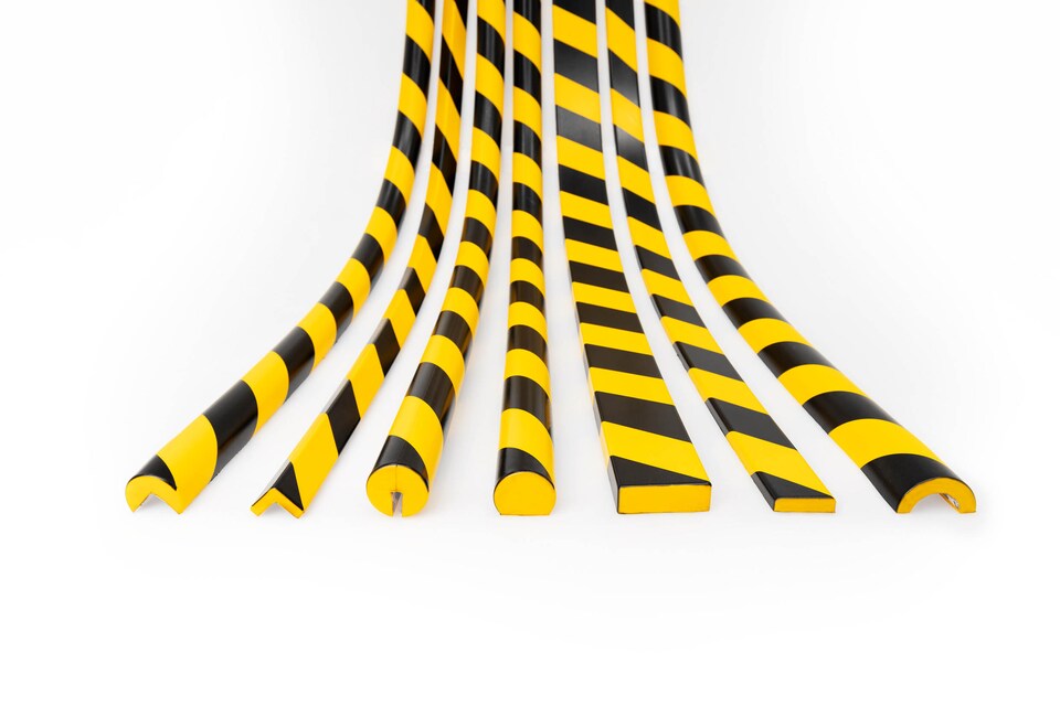 image 1 of Durable Clamp On Warning Edge Impact Protection Profiles E8R | 1 Metre