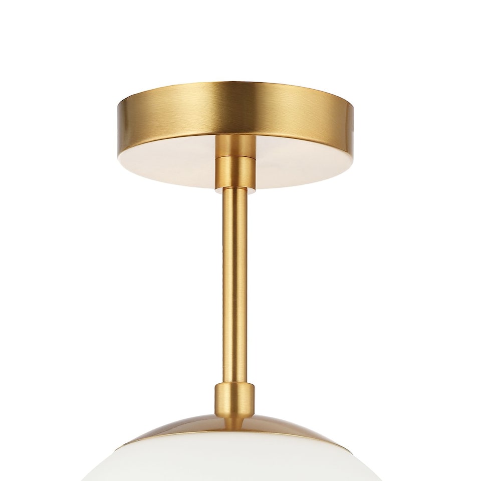image 1 of Traditional Glass Globe IP44 Bathroom Ceiling Light Fixture in Brushed Gold | Gold | Gold | 1