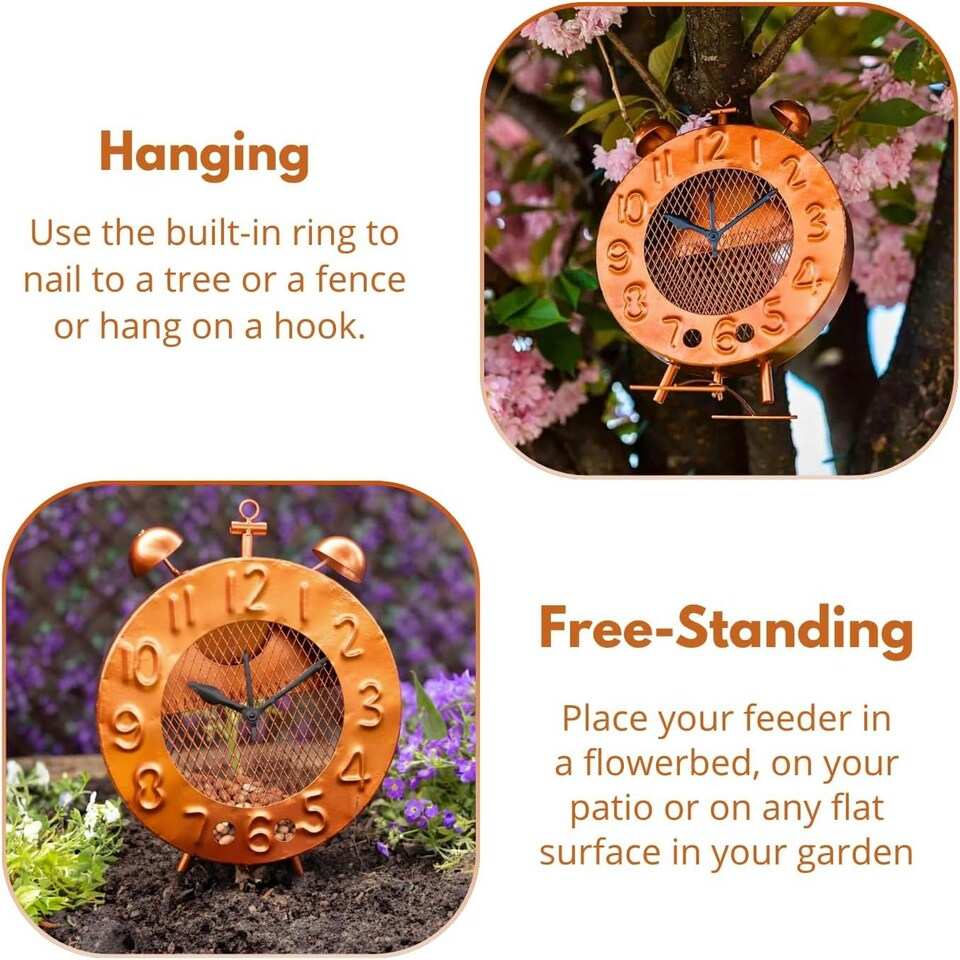 image 1 of Marco Paul Orange Clock Design Bird Feeder 33cm
