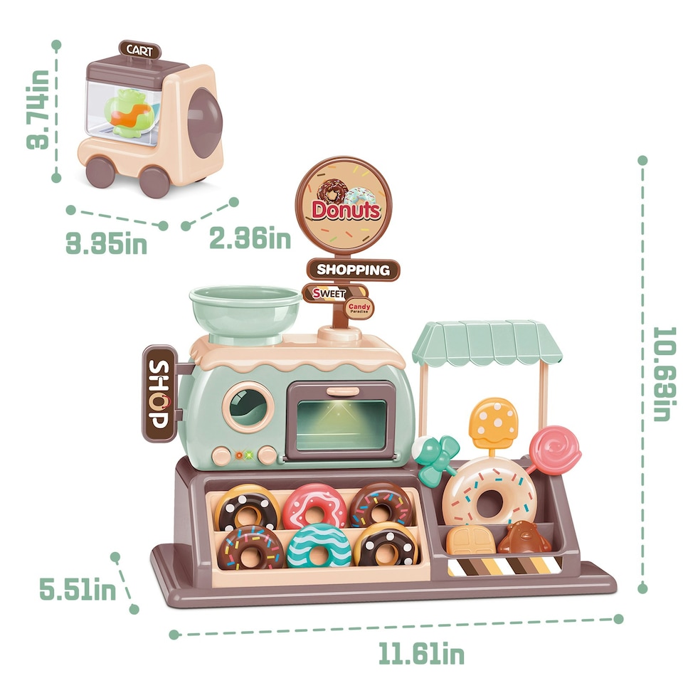 image 1 of Pretend Donut Shop Playset with Donut Maker Machine, Accessories & Music – Role Play Toy for Kids 3+