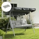 image 6 of Outsunny Outdoor Seat Cushions Back Cushion with 2 Pillows, Water Repellent Seat Pads for 3-Seater Chair, Swing, Sofa 