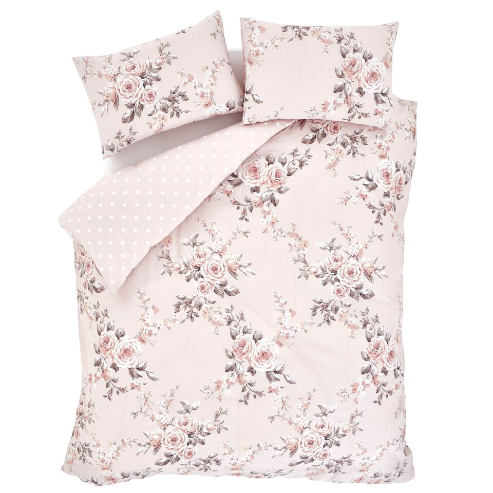 image 1 of Canterbury Floral Reversible Duvet Cover Set | Pink | Blush Pink