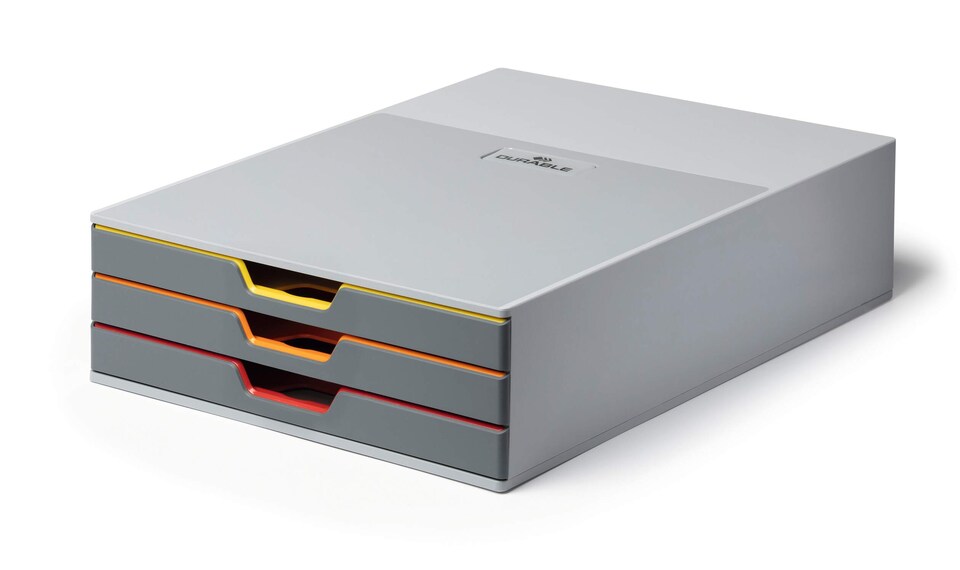 image 1 of Durable VARICOLOR Desktop Organiser 3 Drawer Colour Coded Modular Storage | A4+ | Grey