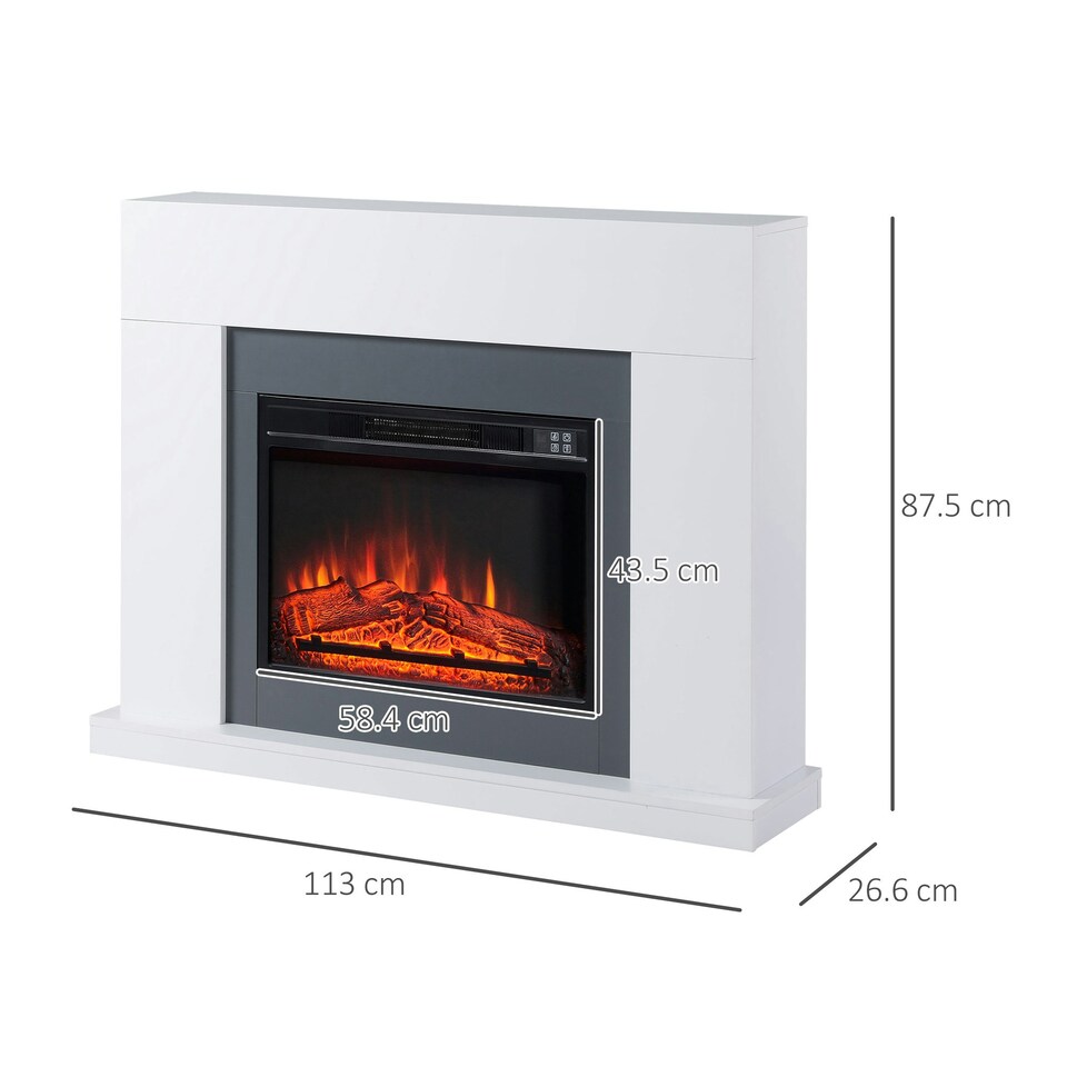 image 1 of HOMCOM Electric Fireplace Suite w/ Remote Control Overheat Protection, 2000W