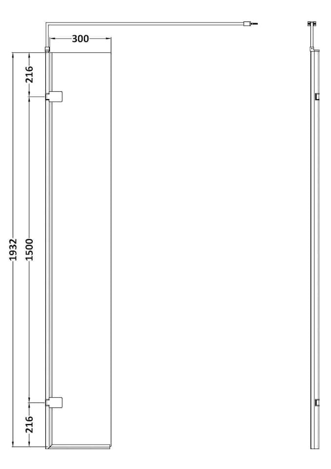 image 1 of Balterley Contemporary Wetroom Screen Aluminium - Wetroom Swing Screen