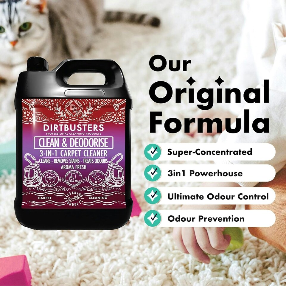 image 1 of Dirtbusters 3in1 Carpet Cleaner Shampoo Aroma Fresh (5L) 5L Makes 500L