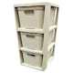 image 3 of 3 Drawer Large Spacious Rattan Effect Cream Home Office Modular Storage Tower Unit Cream