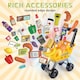 image 5 of 65PCS Supermarket Cart Toys Play Set with Cash Register Scanner Play Food Light Music and Smoke Effects