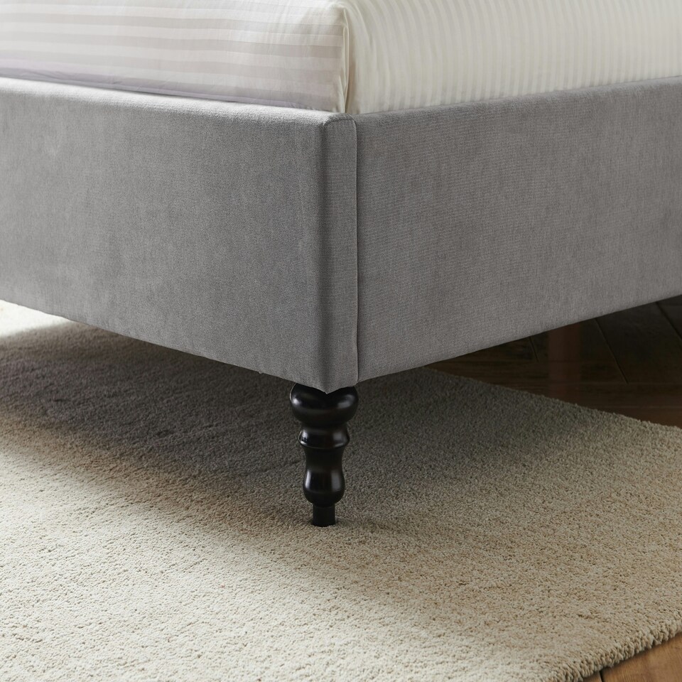 image 1 of 4ft6 Double fabric upholstered,light grey,buttoned back,curved bed frame,bedstead