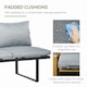 image 6 of Outsunny 3 Pieces Patio Furniture Set, Outdoor Garden Sofa Conversation Set w Padded Cushions, Wood Grain Plastic Top Table and Side Panel, Dark Grey