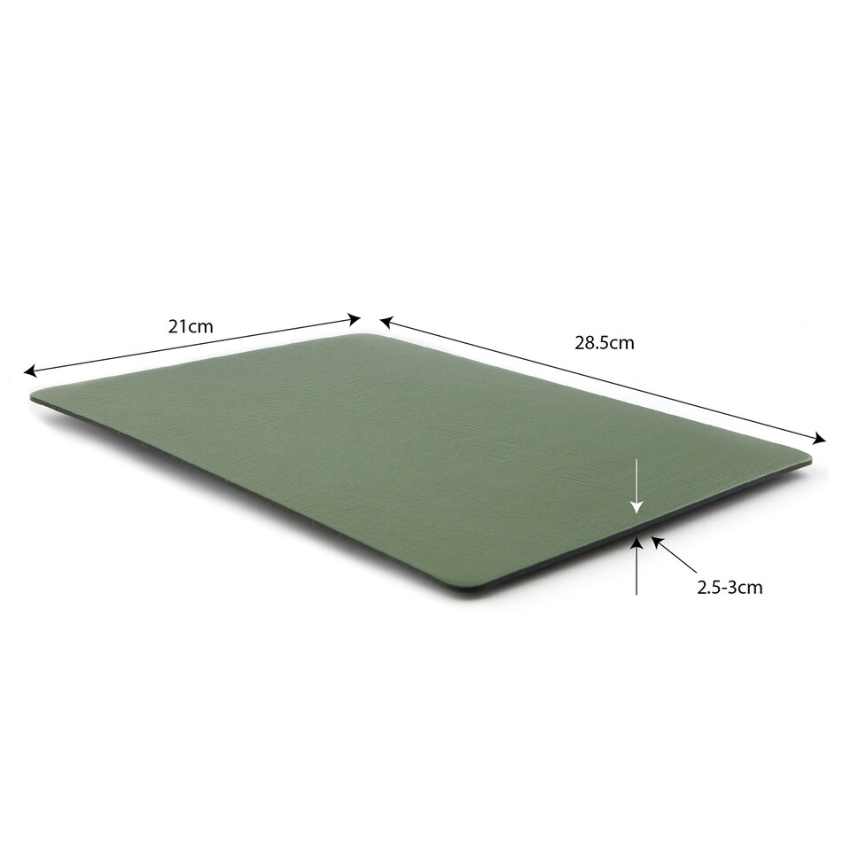 image 1 of Lara-May Set of 6 Olive Green Recycled Leather Placemats & 6 Leather Coasters