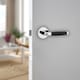 image 2 of Cambridge Metal Lever Latch Door Handles Set Round Rose Internal, External | Silver | Polished Nickel Rose
