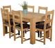 image 1 of Kuba 150 x 85 cm Chunky Medium Oak Dining Table and 6 Lincoln Chairs | Brown | Brown
