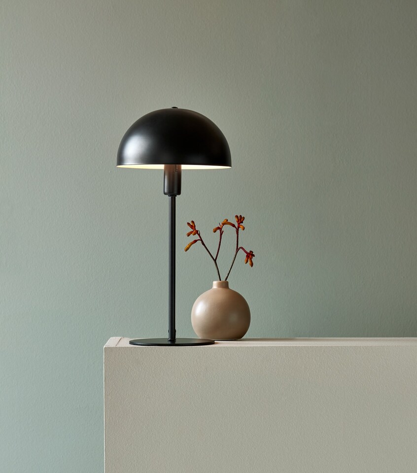 image 1 of Nordlux Ellen Indoor Table Lamp Black Metal E14 Dome Shade - Mains Powered, IP20 | Black | Black