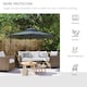 image 7 of Outsunny 2.7m Garden Banana Parasol Cantilever Umbrella with Crank Handle, Double Tier Canopy and Cross Base for Outdoor, Hanging Sun Shade, Dark Grey