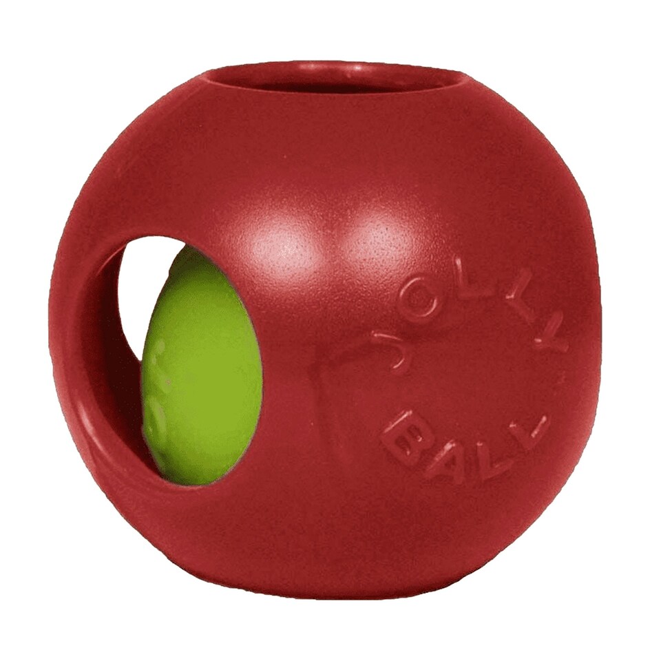 image 1 of Horsemens Pride Jolly Ball Teaser Dog Toy - Red - 6in