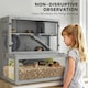 image 6 of PawHut Wooden Hamster Cage, Large Gerbil Cage with Hut, Wheel, Ramps, 3 Tier Small Animal Habitat with Removable Viewing Panels, 80 x 50 x 84 cm, Grey