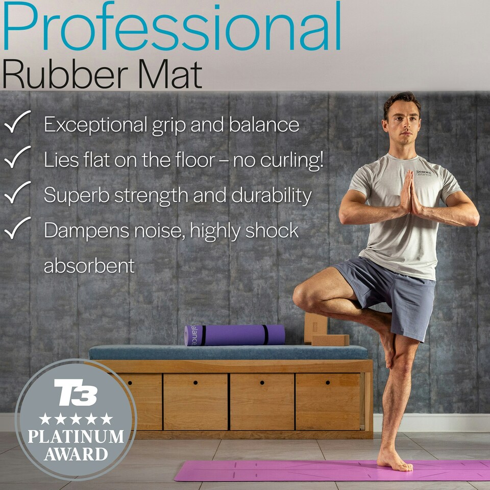 image 1 of Rubber Alignment Yoga Mat (4mm Thick)