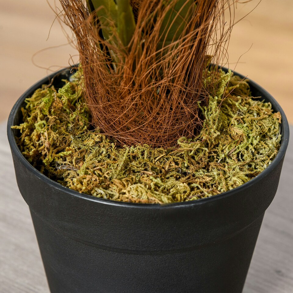 image 1 of Outsunny 60cm/2FT Artificial Palm Tree Fake Plant in Pot Indoor Décor
