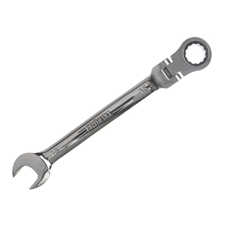 Faithfull Flex Head Ratchet Combination Spanner - Multi Colour - 15mm
