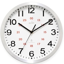 Acctim Century Wall Clock Radio Controlled Brushed Aluminium 12/24 Hour Dial Energy Efficient 25cm