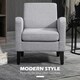 image 3 of HOMCOM Modern Armchair Accent Chair with Rubber Wood Legs for Bedroom Light Grey