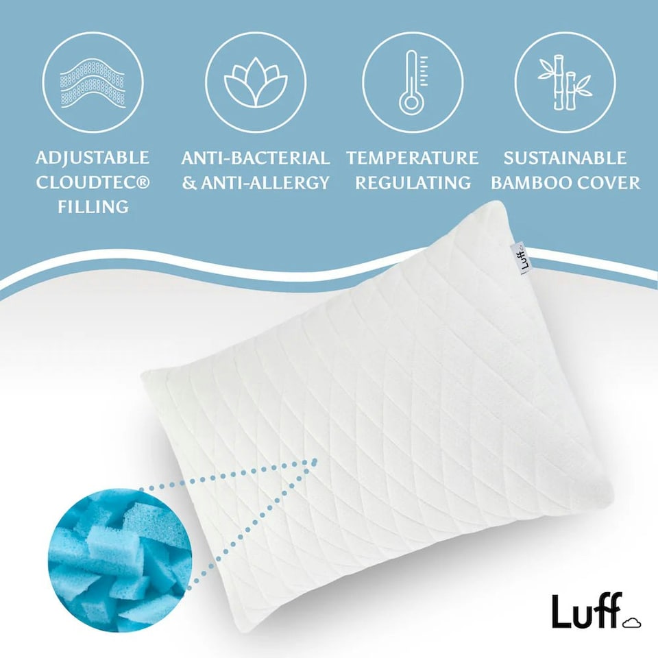 image 1 of Luff Prestige Adjustable Bamboo Pillow White