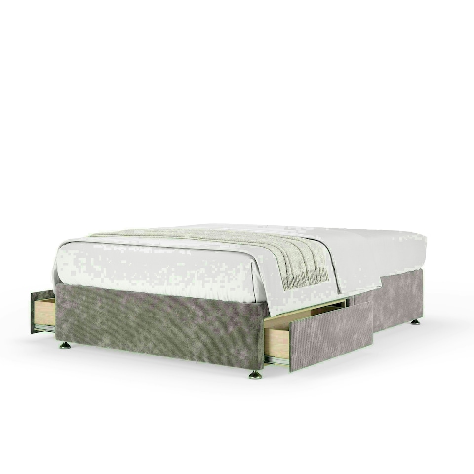 Silver Chenille 2 Drawer Divan Base Single