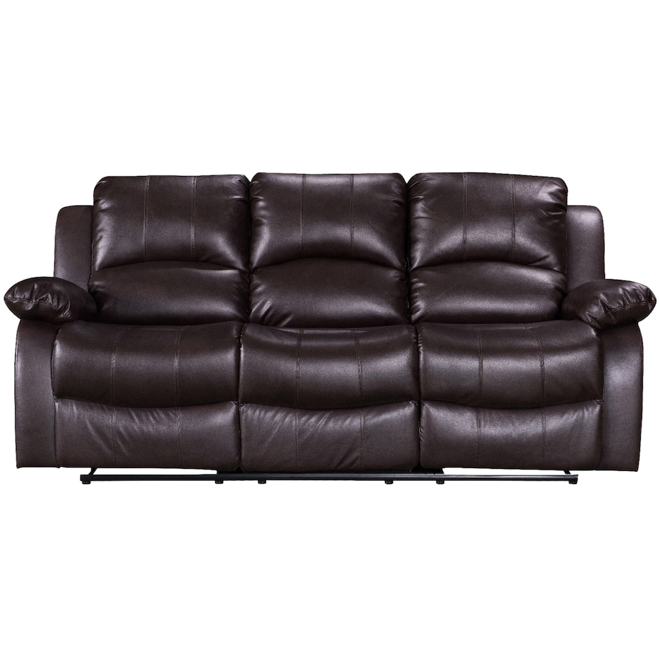 Faux Leather Brown 3 Seater Manual Recliner Sofa VALENCIA - Tesco Groceries