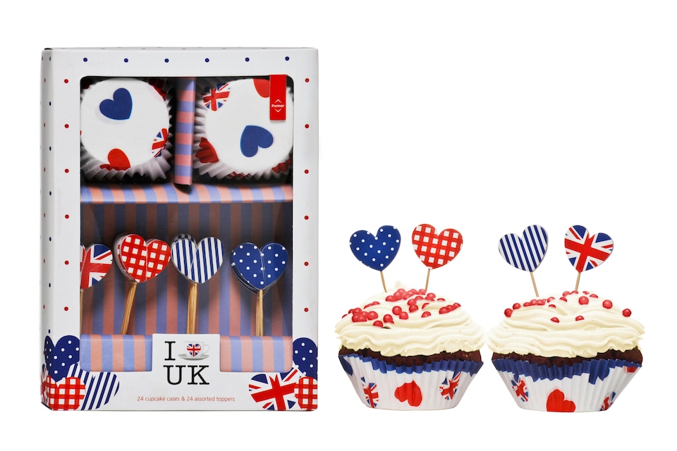 image 1 of Essentials by Premier I Love UK Cupcake Cases and Toppers Set