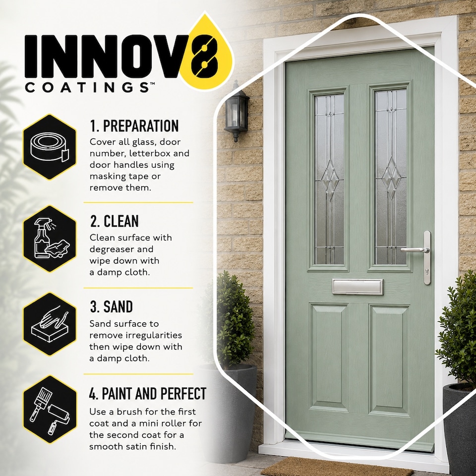 image 1 of Innov8 Coatings Composite Door Paint - Golden Oak - 750ml - Satin Finish - 10 Year Guarantee | Brown | Golden Oak | 750ml | 1