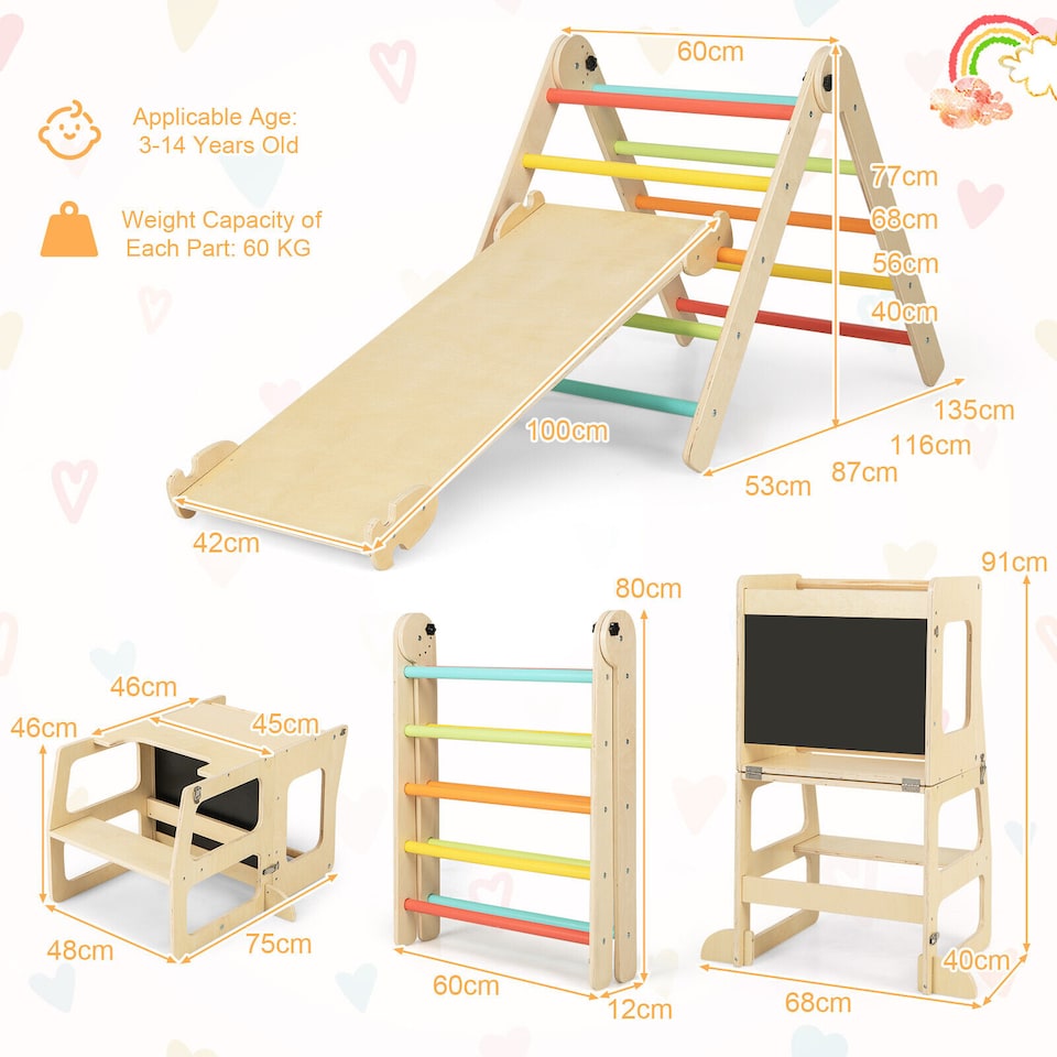image 1 of COSTWAY 7-in-1 Toddler Climbing Toy Set Kids Folding Climber   Reversible Ramp