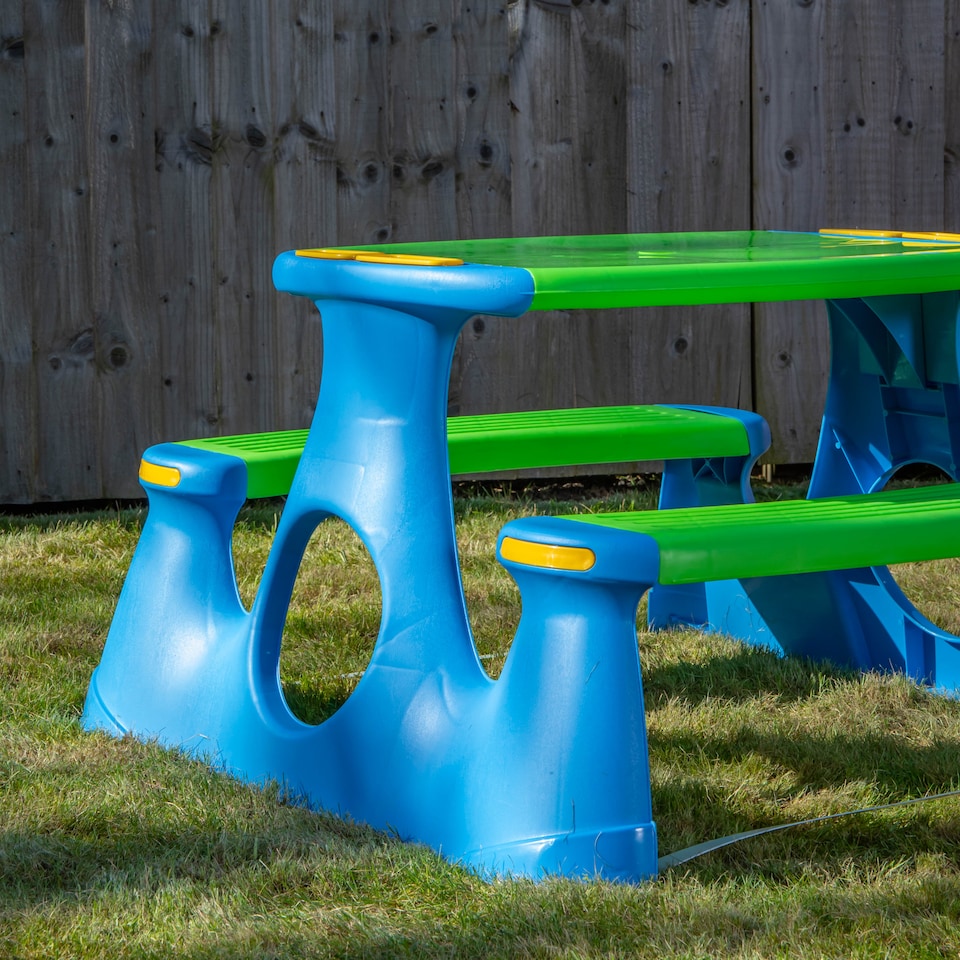image 1 of 48cm Kids Outdoor Garden Patio Plastic Picnic Table and Bench