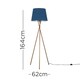 image 3 of ValueLights Camden Copper Tripod Floor Lamp Navy Taper Shade & Bulb Blue