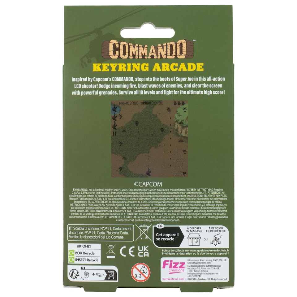 image 1 of Commando Keyring Arcade Game with LCD Screen & Classic Gameplay