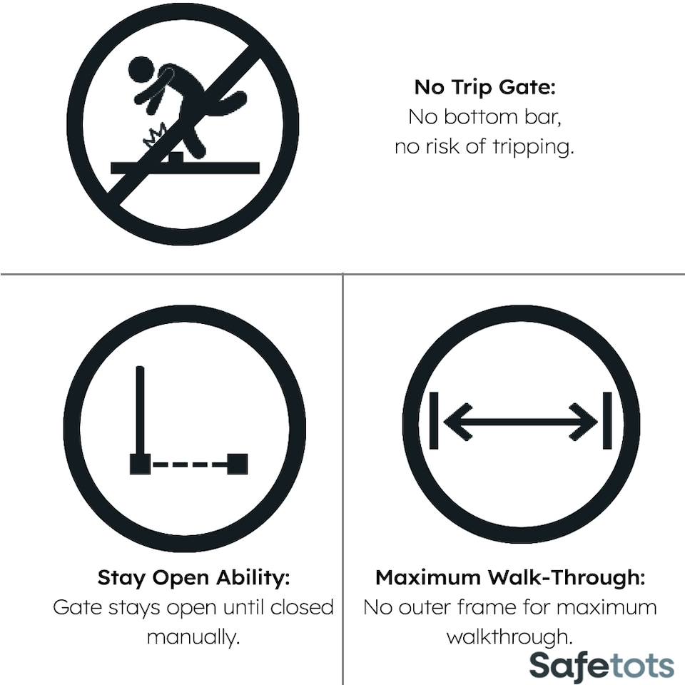 image 1 of Safetots Eco Screw Fit Baby Gate, Grey, 70cm - 80cm,  Stair Gate for Toddler and Baby, Screw Fit Safety Barrier