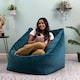 image 2 of icon Natalia Velvet Adults Bean Bag Armchair and Pouffe, Ready Filled Large Beanbag and Footstool Teal Green
