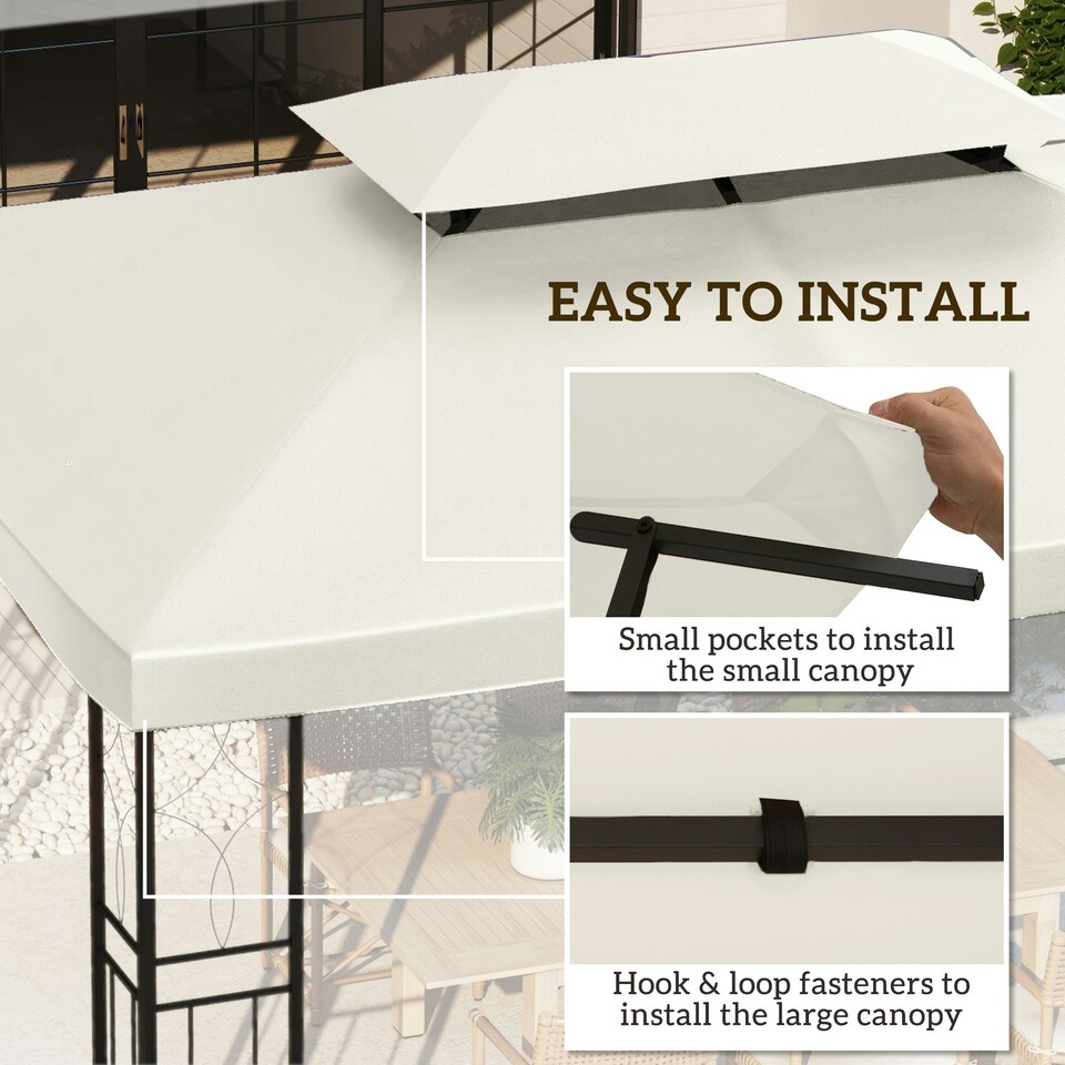 image 1 of Outsunny 3x4m Gazebo Replacement Roof Canopy 2 Tier Top UV Cover Patio Cream