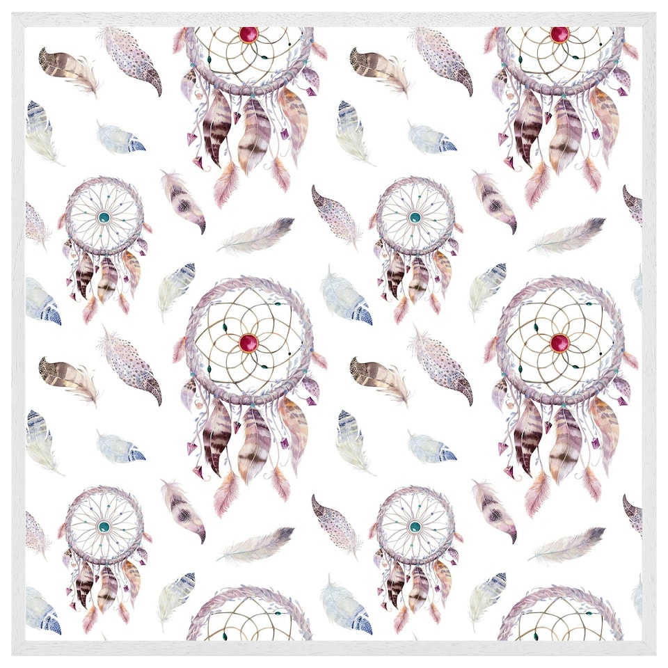 image 1 of Dreamcatcher and feather pattern (Picutre Frame) White | XL