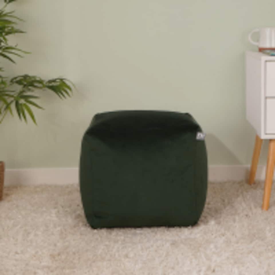 image 1 of rucomfy Velvet Cube Bean Bag Pouffe - Soft Stylish Footstool