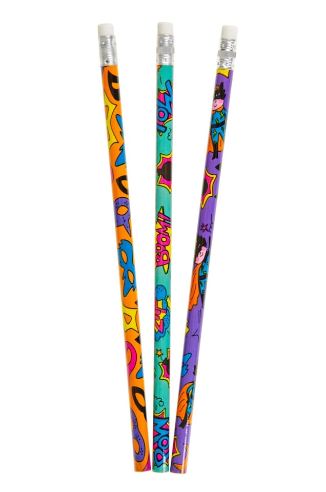 image 1 of Pack of 12 Superhero Design Pencils with Eraser