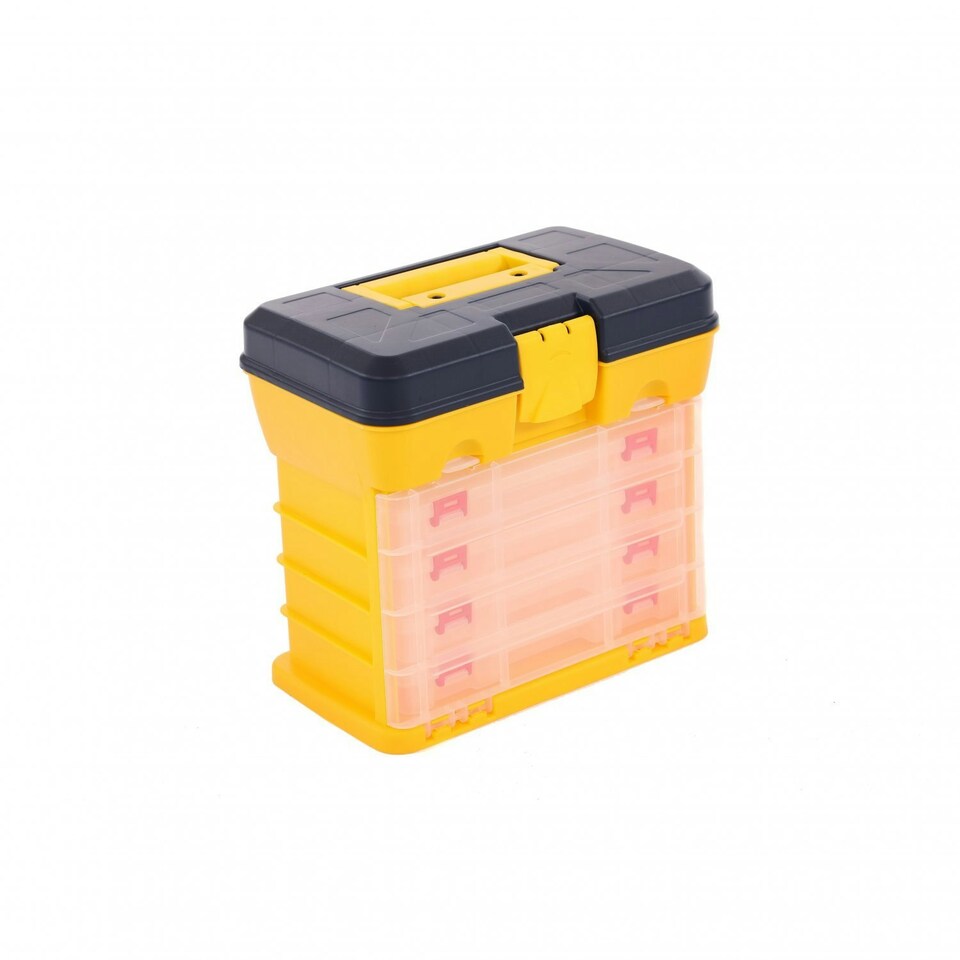 image 1 of Oypla 4 Drawer Storage Organiser Utility Tool Box Case Garage Shed Yellow