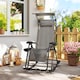 image 9 of Outsunny Garden Rocking Chair Folding Recliner Outdoor Adjustable Sun Lounger Rocker Zero-Gravity Seat with Headrest Side Holder Patio Deck - Grey