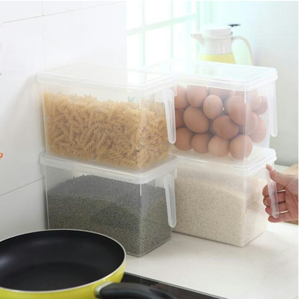 image 1 of Living and Home Fridge Food Storage Container Box with Lids 4Pcs - Clear