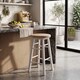 image 2 of Chef Vida Wooden Revolving Bar Stool Set of 2, White