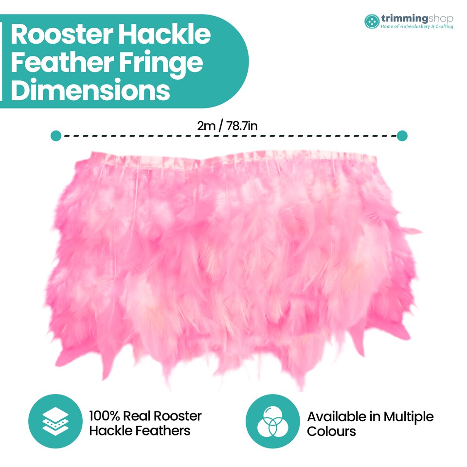 image 1 of Trimming Shop 2M Rooster Hackle Feather Fringe Trim for Creative Projects