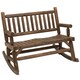 image 1 of Outsunny Fir Wood Rocking Bench Wooden Patio 2-Person Outdoor Rocker Brown