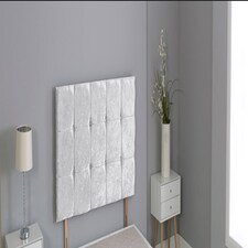 Crushed Velvet White Cube Headboard | White | 5FT King 26"inch Headboard