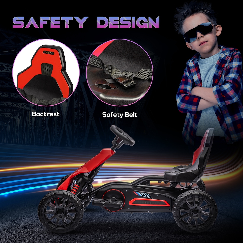 image 1 of HOMCOM 12V Electric Go Kart w/ Forward Reversing 2 Speeds for 3-8 Yrs - Red