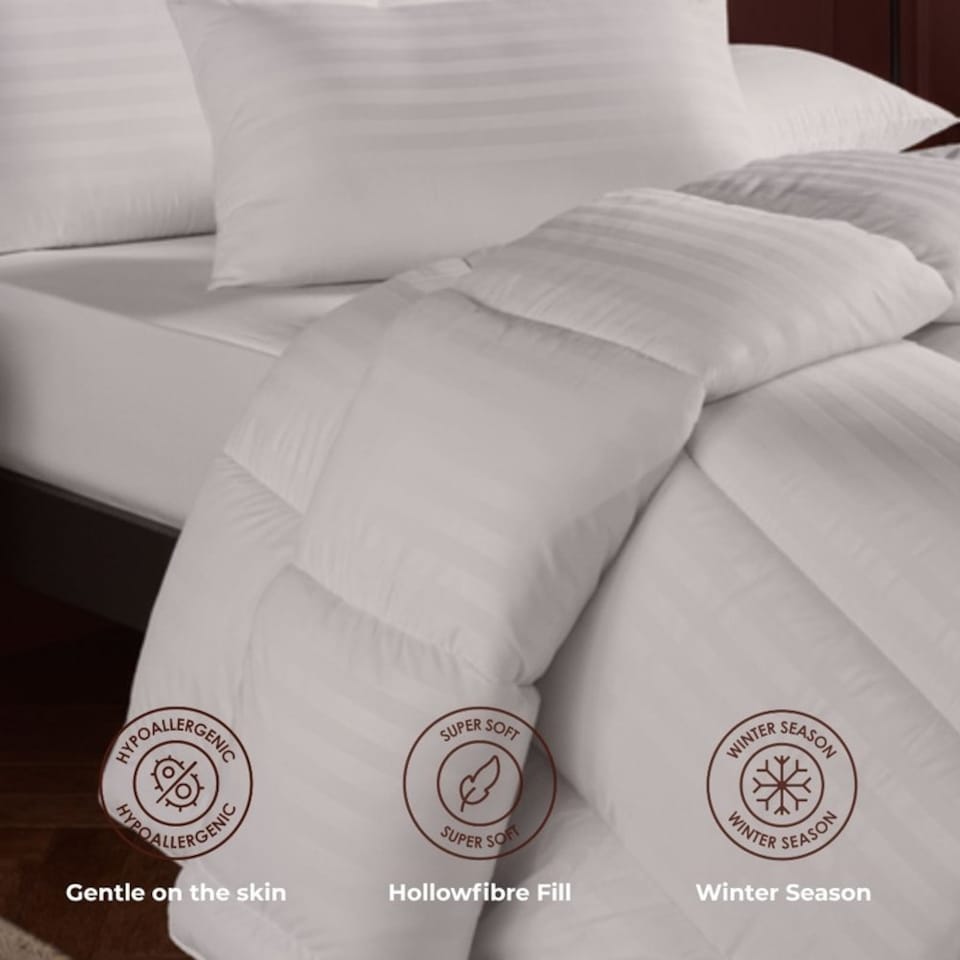 image 1 of MHG Living Striped 16.5 Tog Winter Duvet and Pillow Set-Double